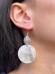 Abalone Infinity Disc Drop Earrings - SF