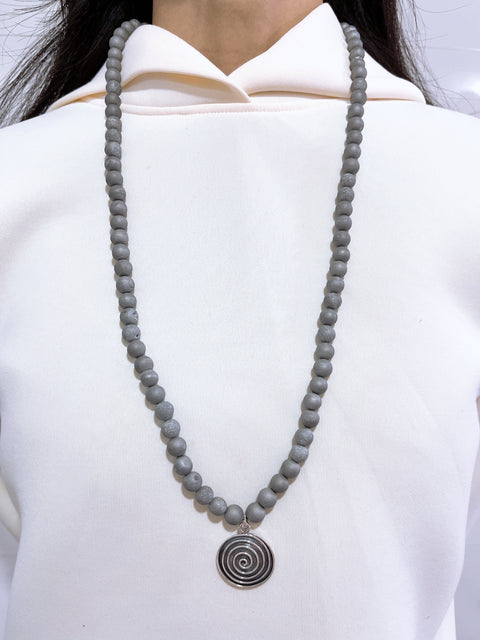 Hematite Druzy Mala Beads Necklace - SF