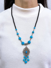 Turquoise & Silver Plated Mesilla Necklace - SF