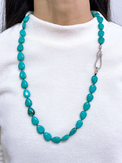 Turquoise & Silver Plated Denver Necklace - SF