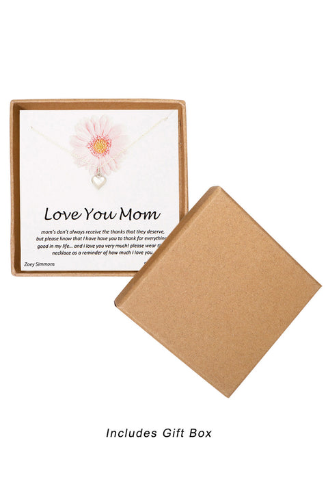 'Love You Mom' Boxed Charm Necklace - SF