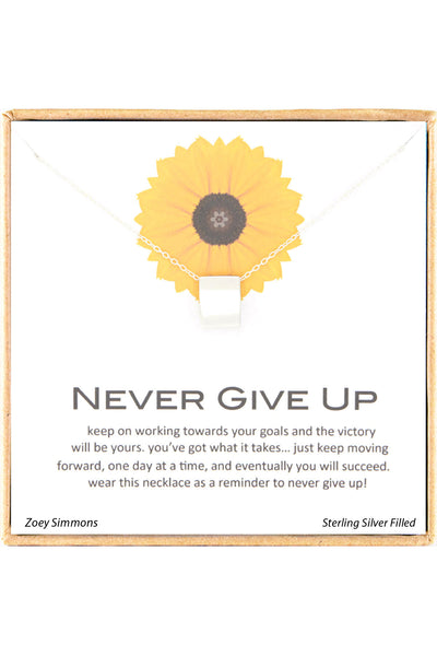 'Never Give Up' Boxed Charm Necklace - SF