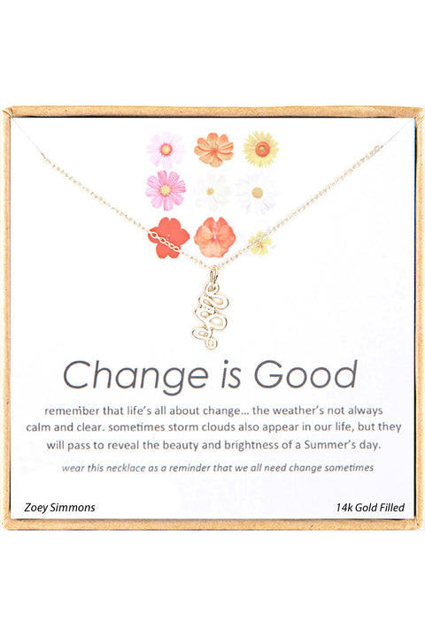'Change Is Good' Boxed Charm Necklace - GF