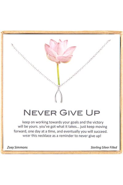 'Never Give Up' Boxed Charm Necklace - SF