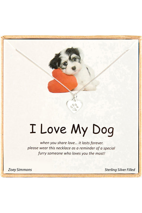 'I Love My Dog' Boxed Charm Necklace - SF