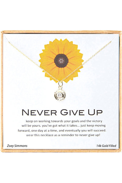 'Never Give Up' Boxed Charm Necklace - GF