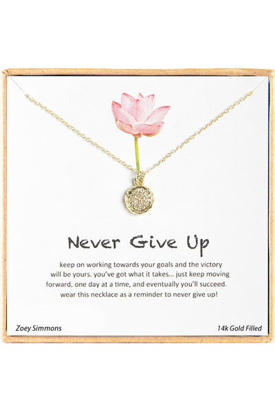 'Never Give Up' Boxed Charm Necklace - GF