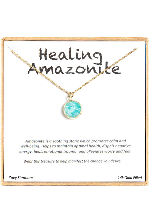 'Healing Gemstone' Boxed Charm Necklace - GF