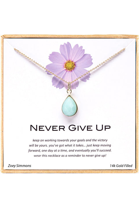 'Never Give Up' Boxed Charm Necklace - GF