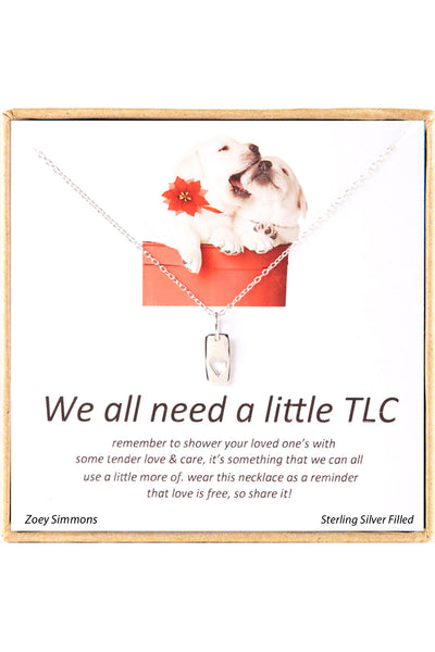 'We All Need A Little TLC' Silver Boxed Charm Necklace - SF