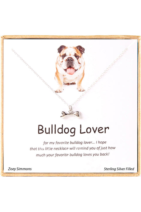 'Bulldog Lover' Boxed Charm Necklace - SF