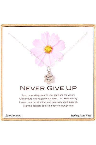 'Never Give Up' Boxed Charm Necklace - SF