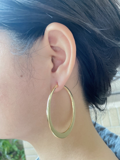 Large Hammered Lever Back Hoop Earrings - GF