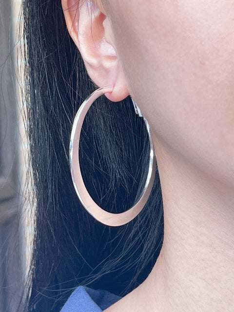 Large Hammered Lever Back Hoop Earrings - SF