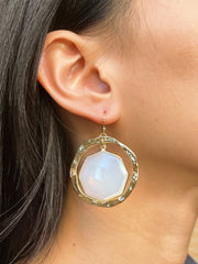 Moonstone Crystal Orbit Earrings In Gold - GF