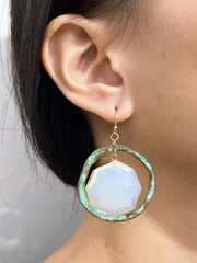 Patina & Moonstone Crystal Drop Earrings - BR