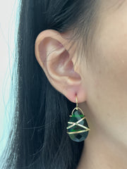 Emerald Crystal Wrapped Earrings In Gold - GF