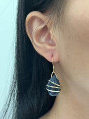 Lapis Wrapped Earrings In Gold - GF