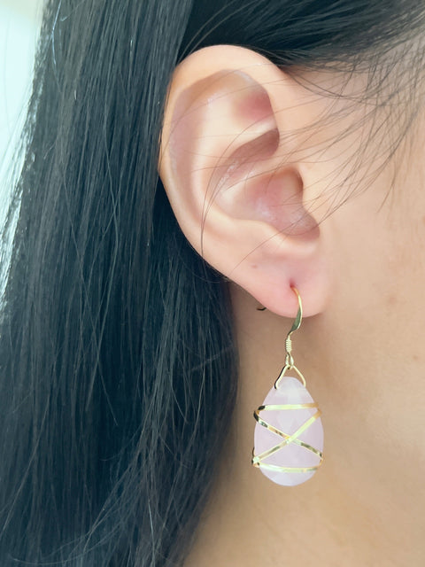 Rose Crystal Wrapped Earrings In Gold - GF