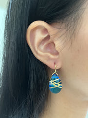 Swiss Blue Crystal Wrapped Earrings In Gold - GF