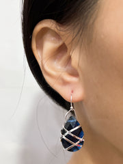 London Blue Crystal Wrapped Earrings In Silver - SF
