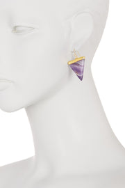 Amethyst Triangle Drop Earrings In Gold - GF