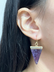 Amethyst Triangle Drop Earrings In Gold - GF