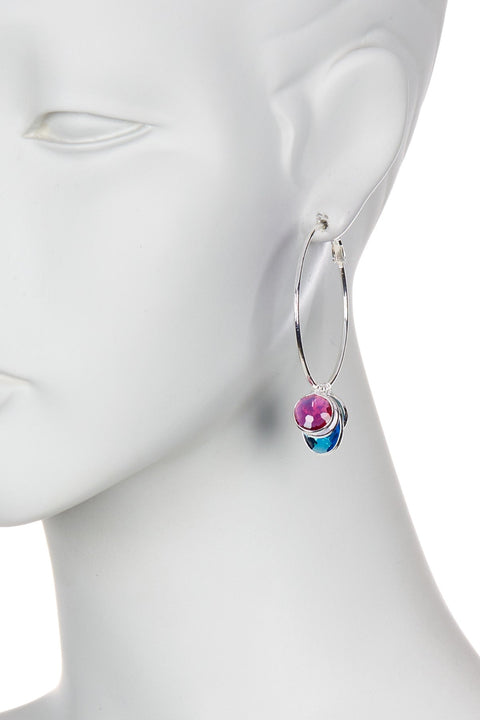 Mixed Crystal Briolettes Hoop Earrings - SF