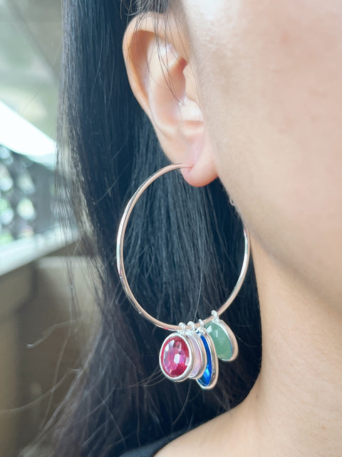 Mixed Crystal Briolettes Hoop Earrings - SF