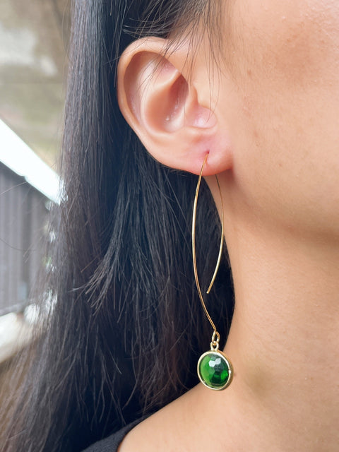 Emerald Crystal Hoop Earrings In Gold - GF