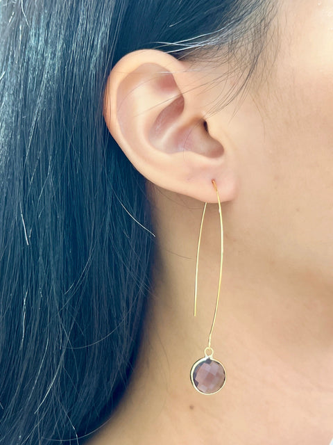 Lavender Crystal Hoop Earrings In Gold - GF