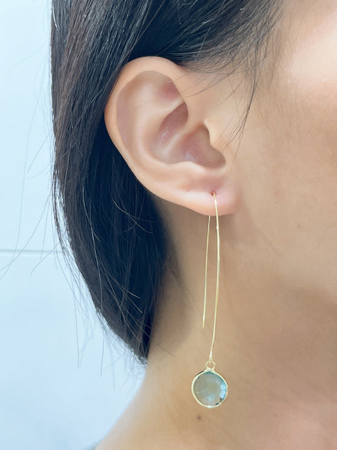 Sky Blue Crystal Hoop Earrings In Gold - GF