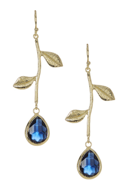 London Blue Crystal Floral Drop Earrings - GF