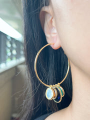 Slide -On Multi Stones Hoop Earrings - GF