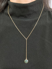 Moss Agate Round Shaped  Y Necklace - GF