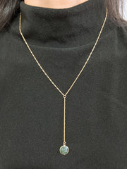 Moss Agate Round Shaped  Y Necklace - GF