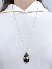 Wrapped London Blue Crystal Pendant Necklace - GF