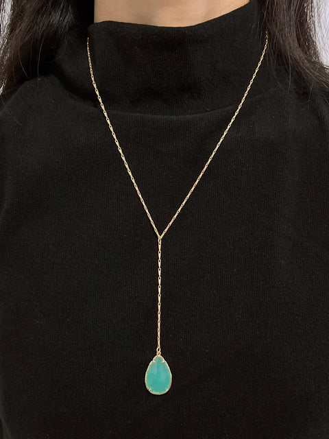 Amazonite Crystal Y Necklace - GF