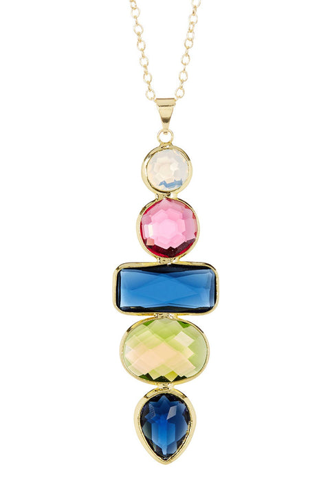 London Blue Crystal & Mixed Crystal Pendant Necklace - GF