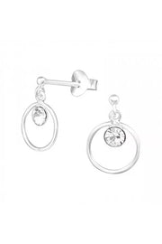 Sterling Silver Ball Ear Studs & Hanging Circle - SS