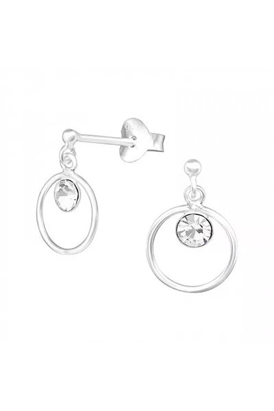 Sterling Silver Ball Ear Studs & Hanging Circle - SS