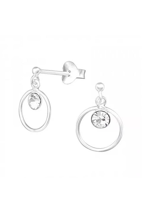 Sterling Silver Ball Ear Studs & Hanging Circle - SS