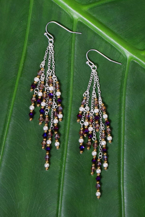 Pearl Mixed Crystal Drop Earrings - SF