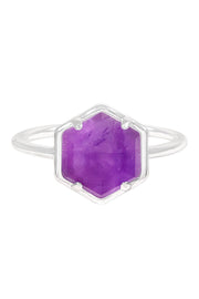 Amethyst Hexagon Ring - SF