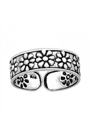 Sterling Silver Flower Adjustable Toe Ring - SS