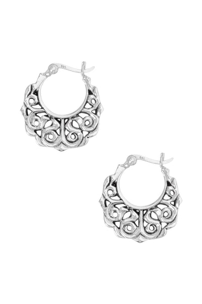 Sterling Silver Filigree Hoop Earrings - SS