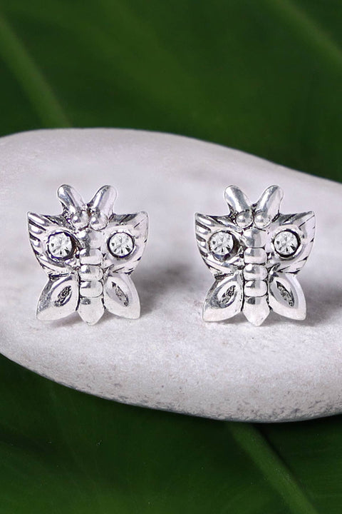 Sterling Silver Butterfly Stud Earrings - SS
