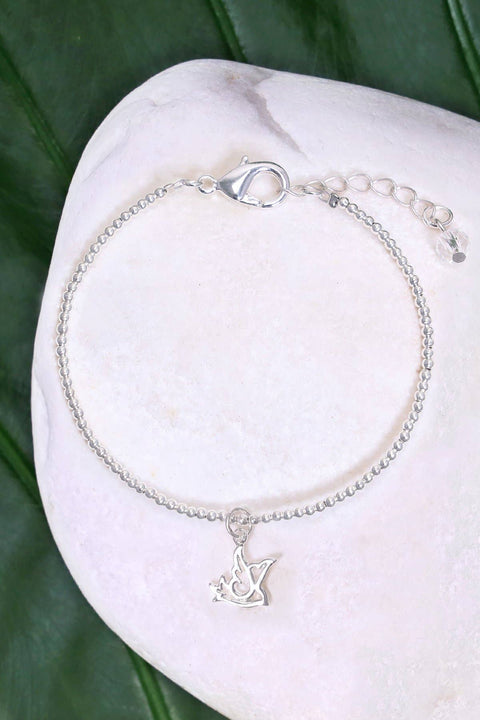 Dove Charm Beaded Bracelet In Silver - SF