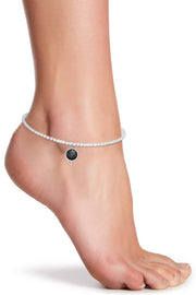 Hematite Beaded Round Charm Anklet - SF