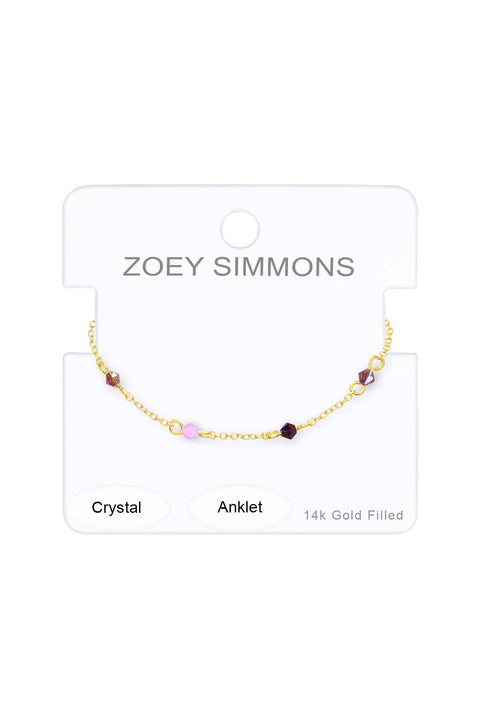 Purple Austrian Crystal Anklet - GF
